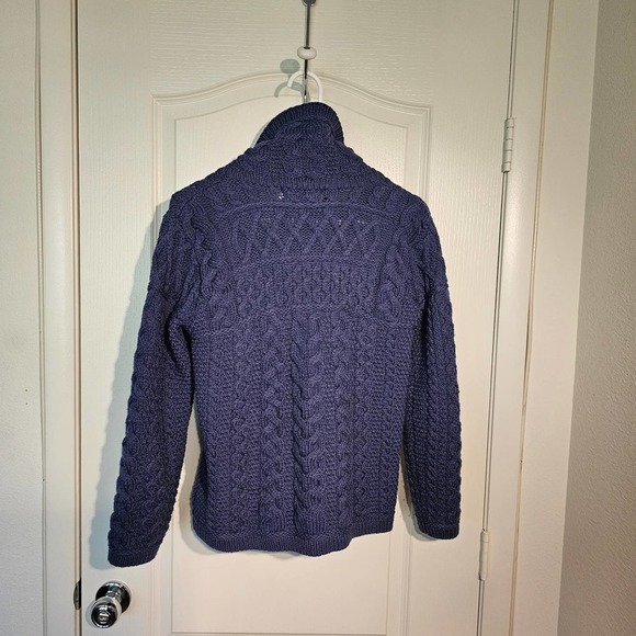 Aran Crafts Wool Blue Zip Up Sweater Sz XS - Picture 4 of 9